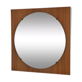 Round mirror from the 60s - 70s on a square wooden frame