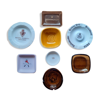 Set of 8 advertising ashtrays