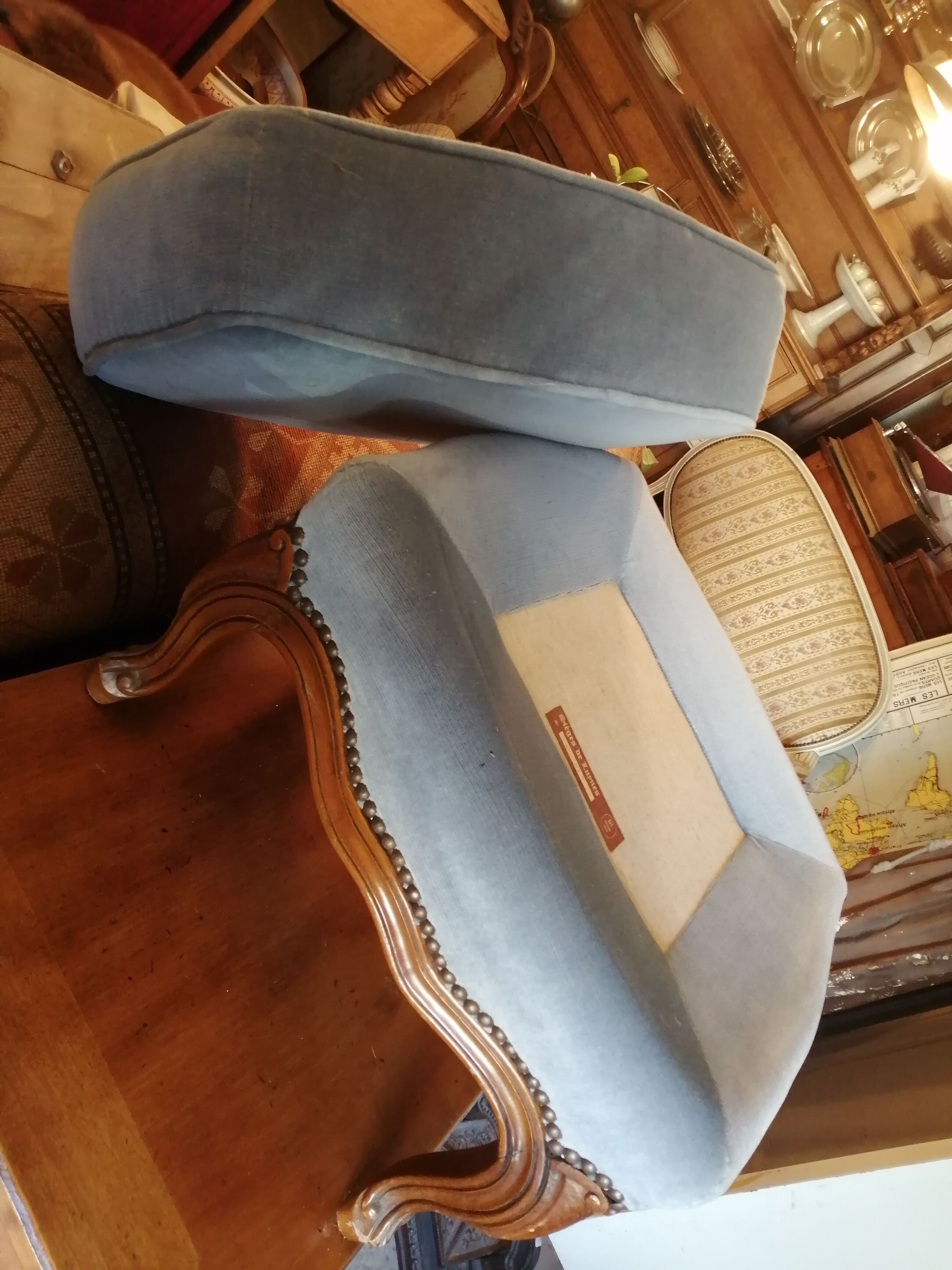 Foot rest stool Louis XV velvet