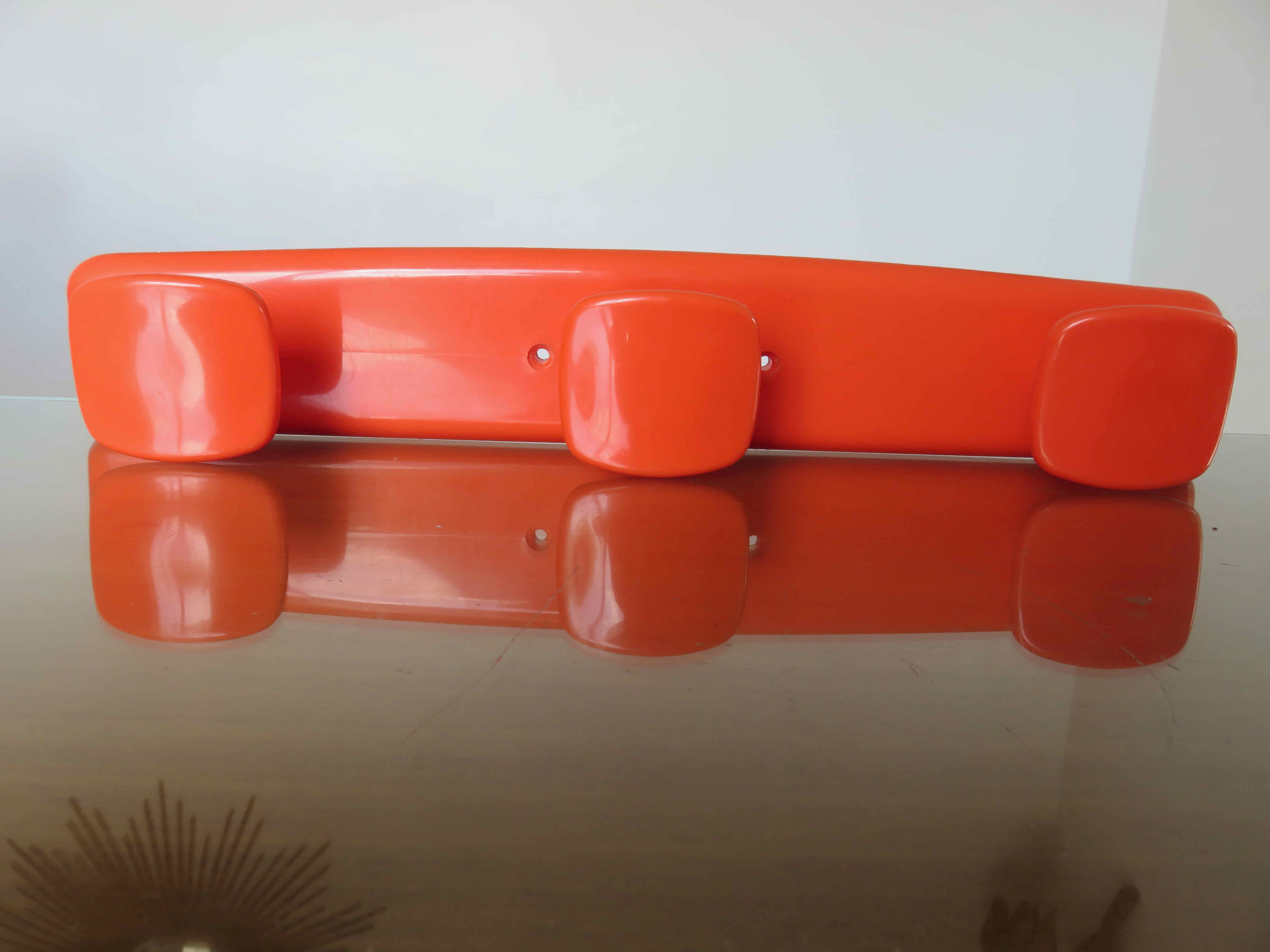 Orange plastic wall coat rack "syla" france 1970