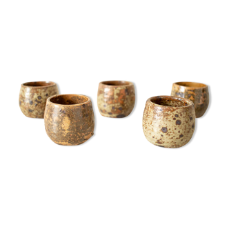 5 ramekins, shells in pyrite stoneware