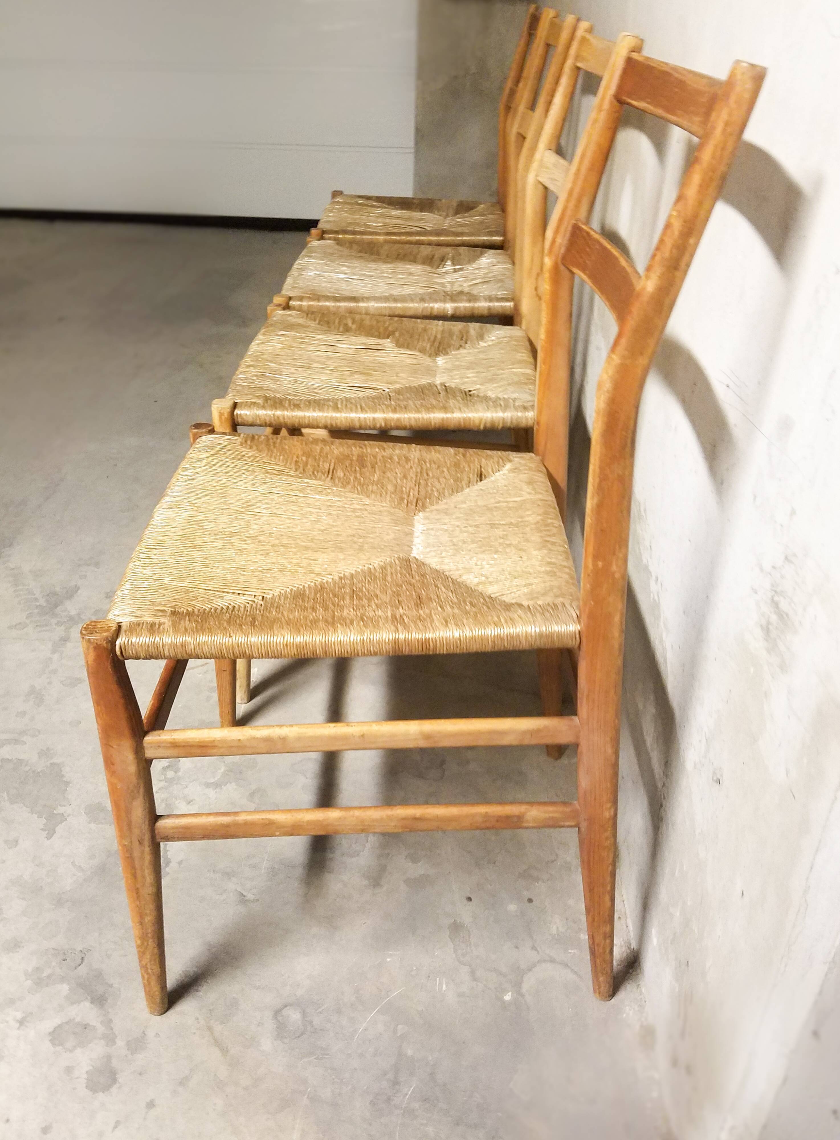 Ensemble de 4 chaises Leggera par Gio Ponti