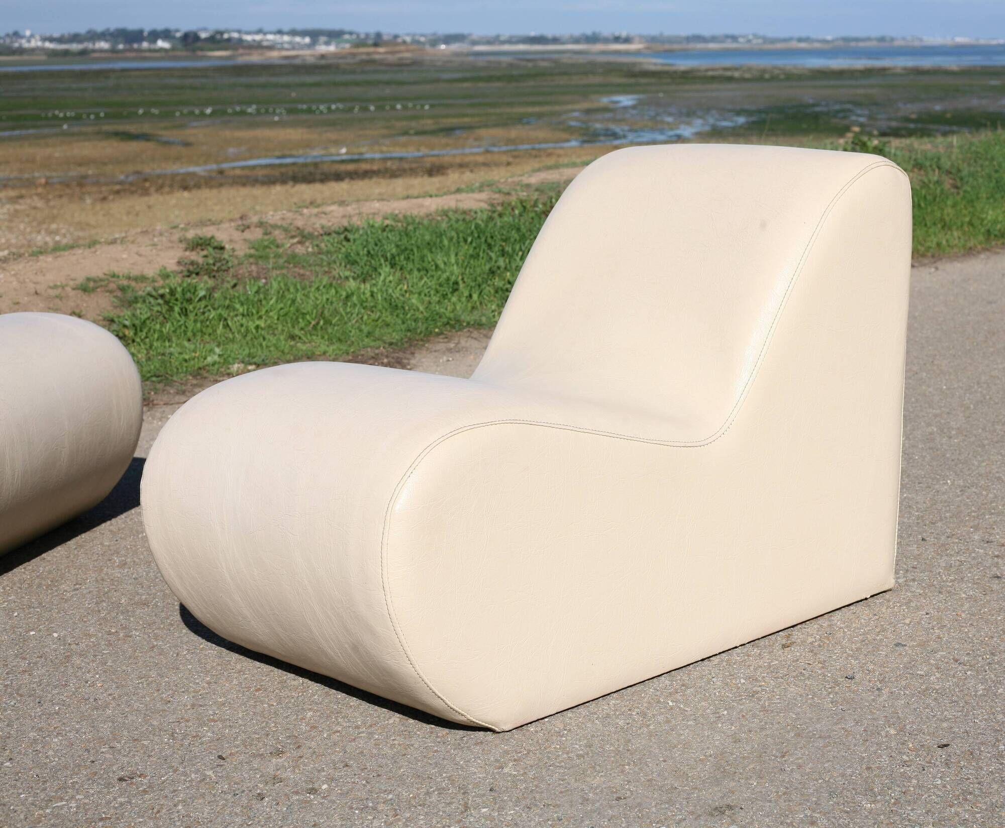Pair of vintage armchairs, 1970s, faux leather