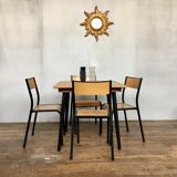 Vintage square table feet black compass tray solid beech