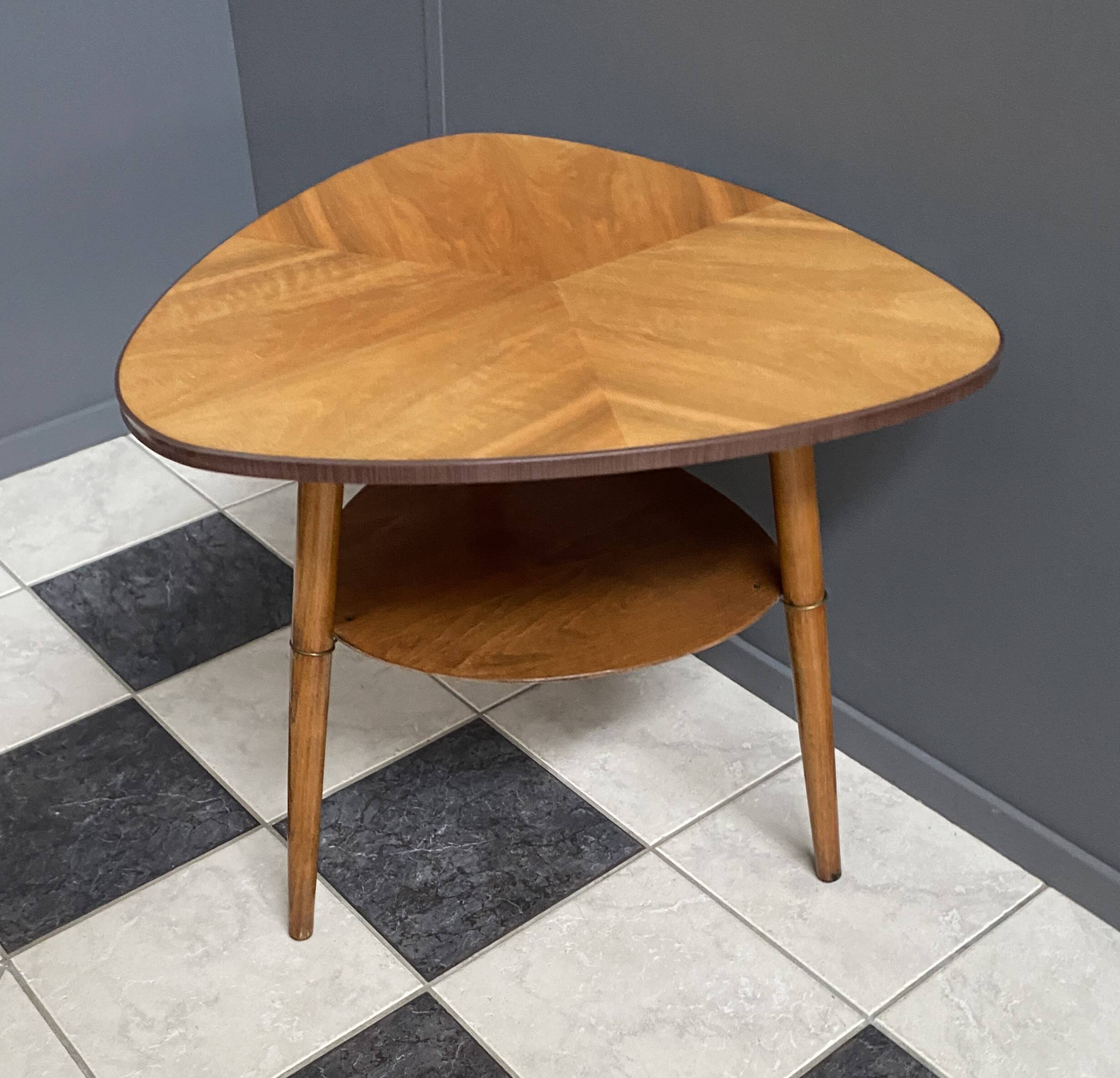High wood coffee table,  triangle shape 1960s