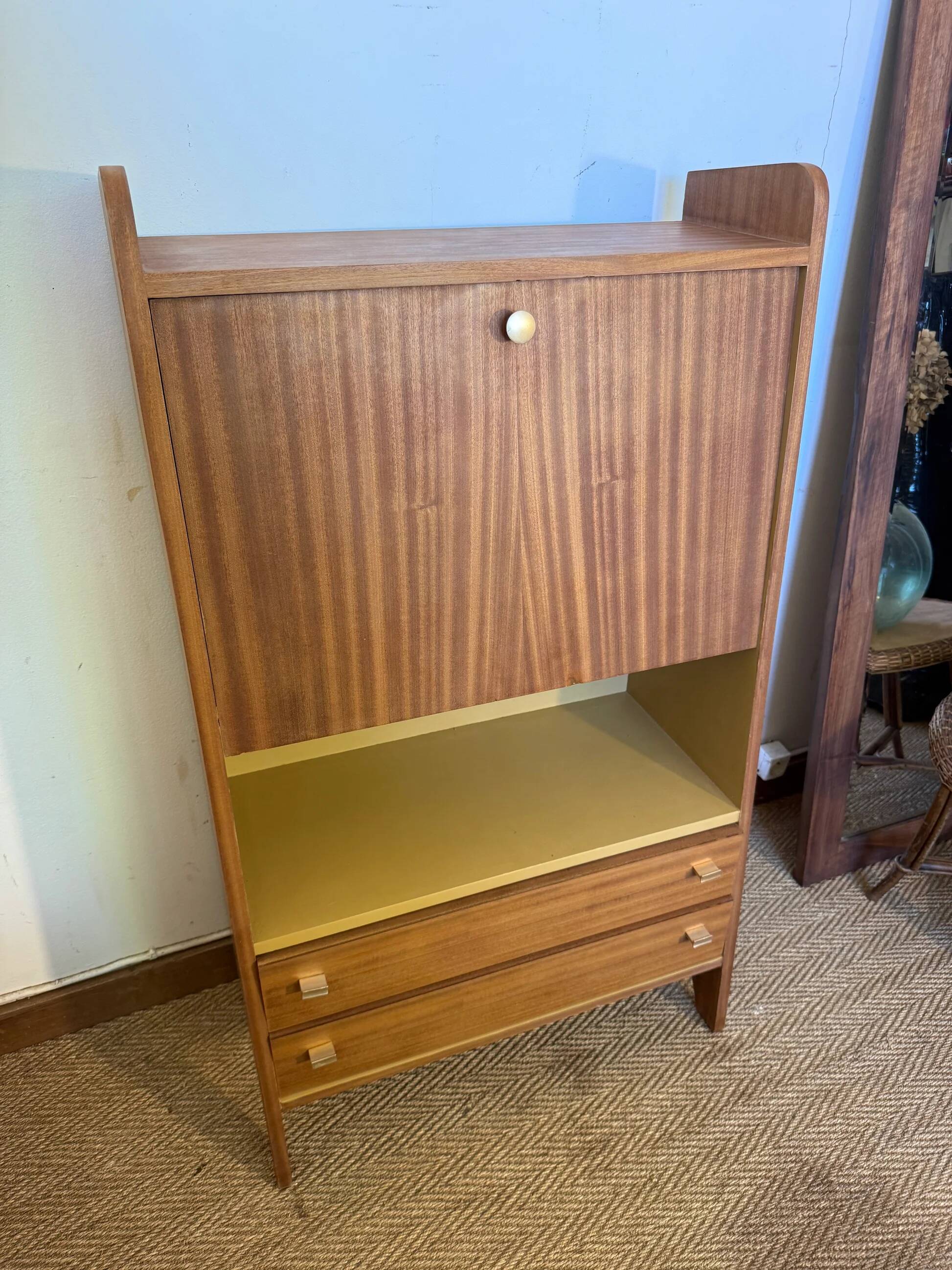 Secrétaire vintage compact placage acajou