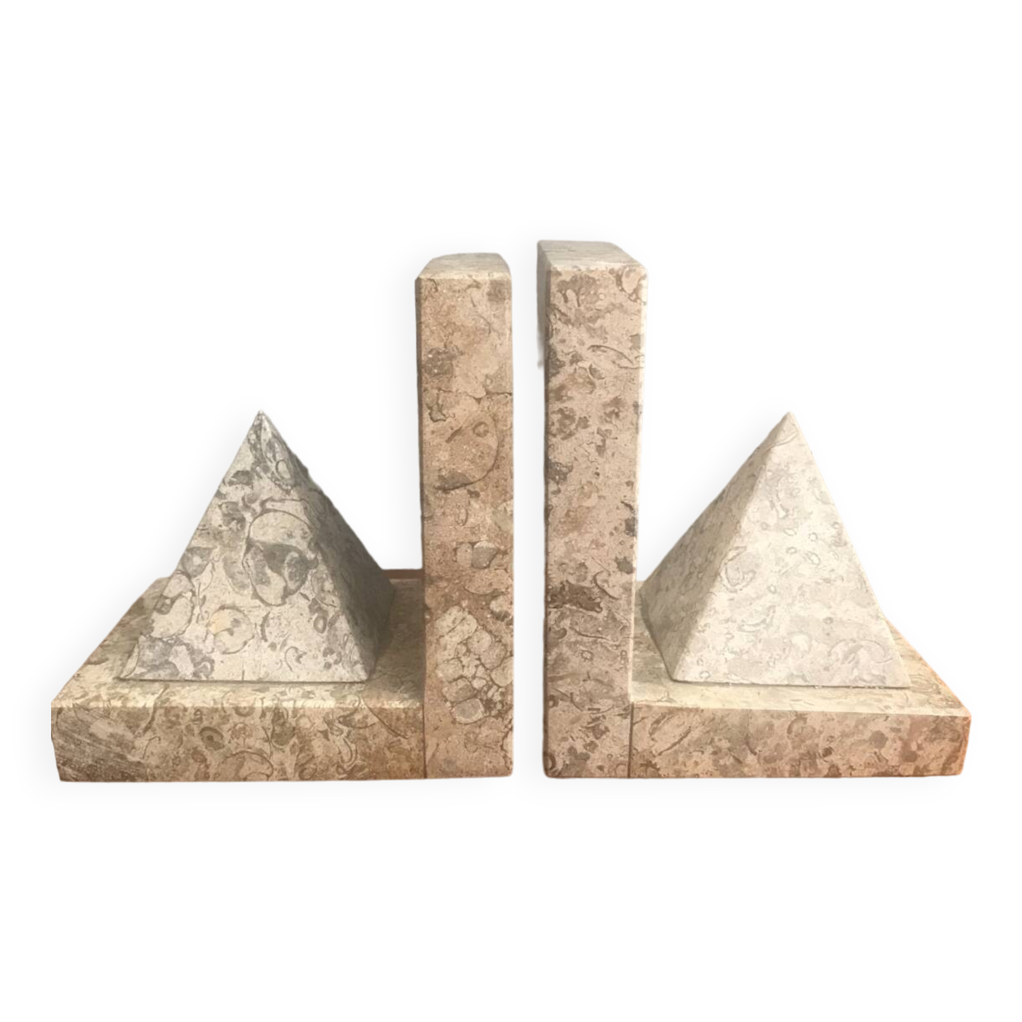 Pair of marble pyramid bookends