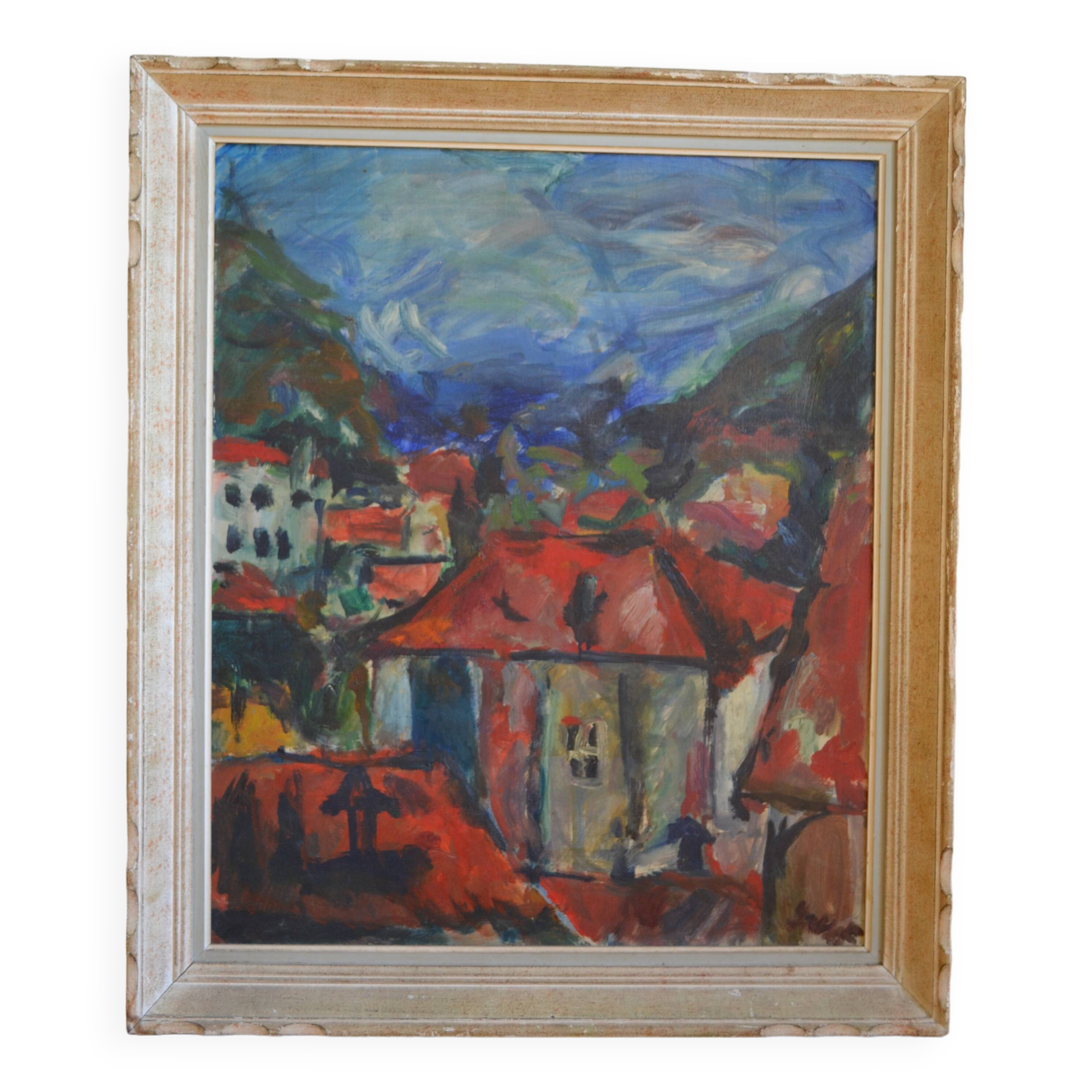 Georges Mathieu Yassef (1943-2024) landscape painting HST
