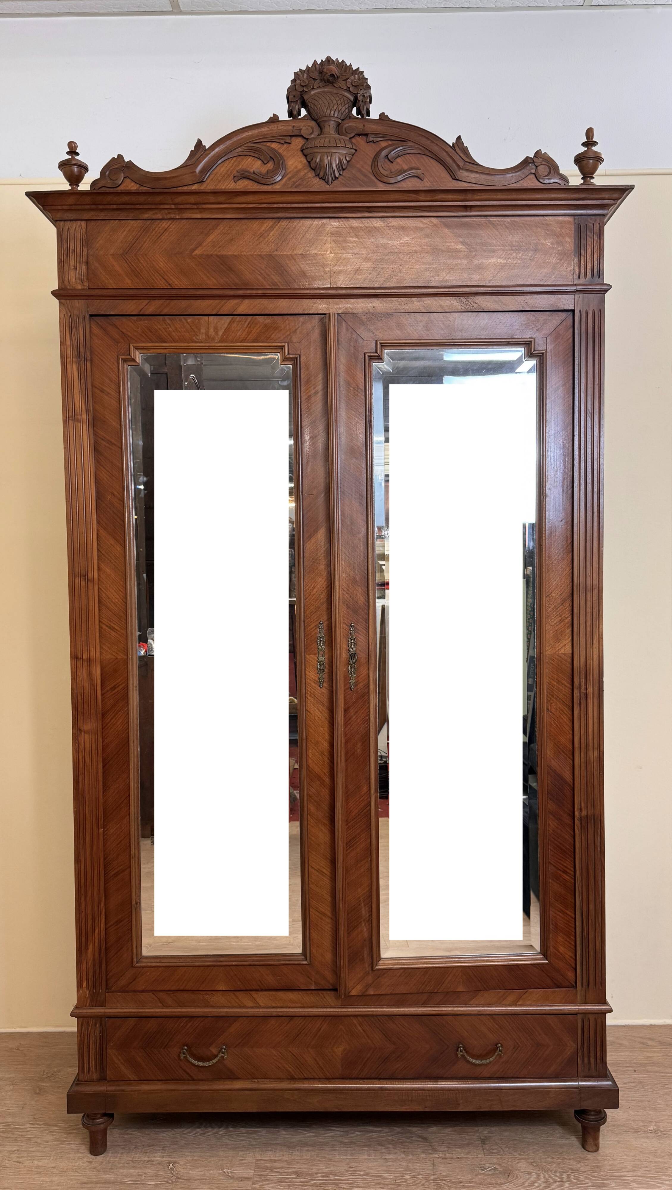 Louis XVI style mirror cabinet in walnut circa 1880
