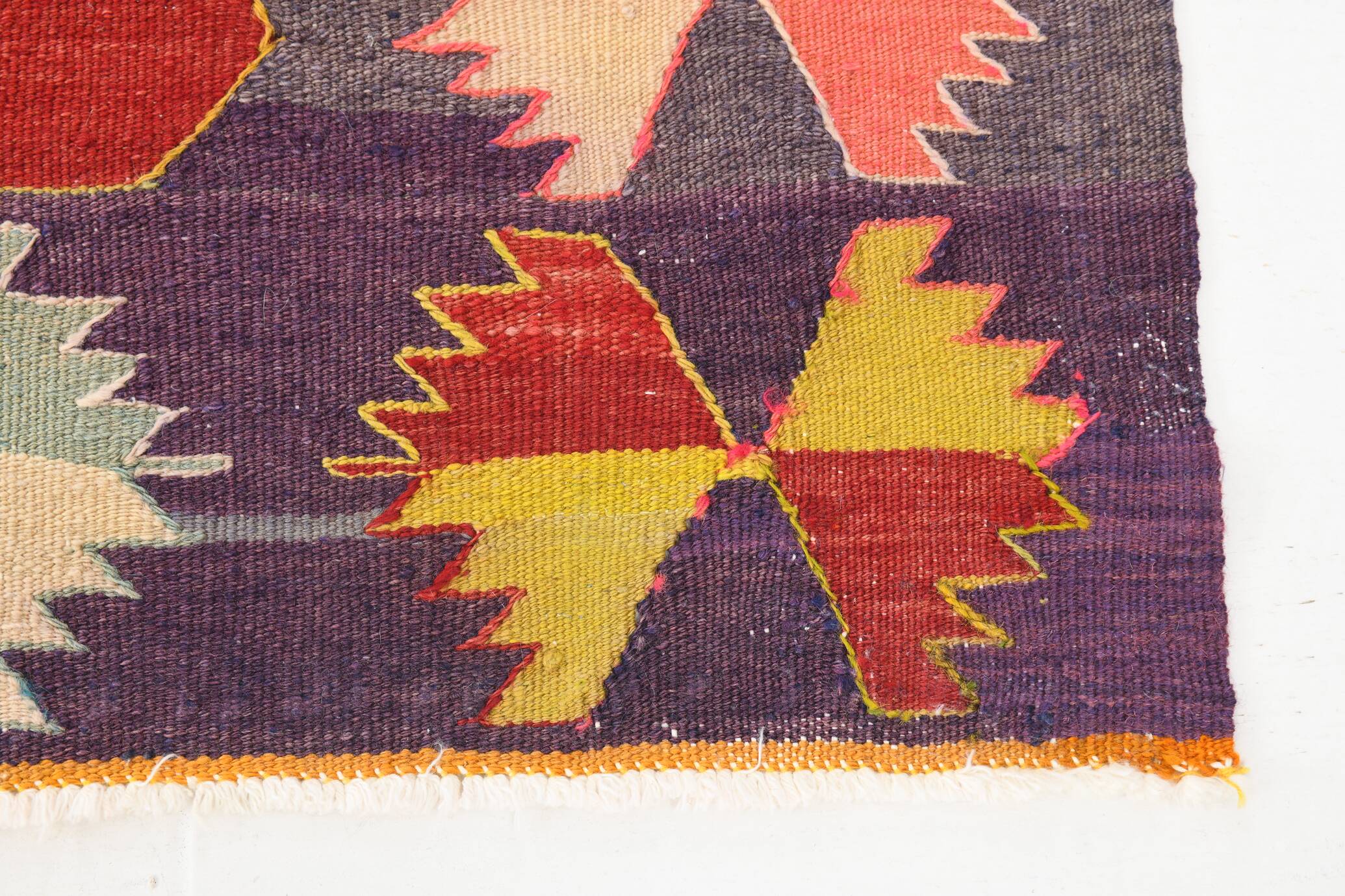5x8 Red & Yellow Handmade Turkish Kilim Rug, 155x245Cm
