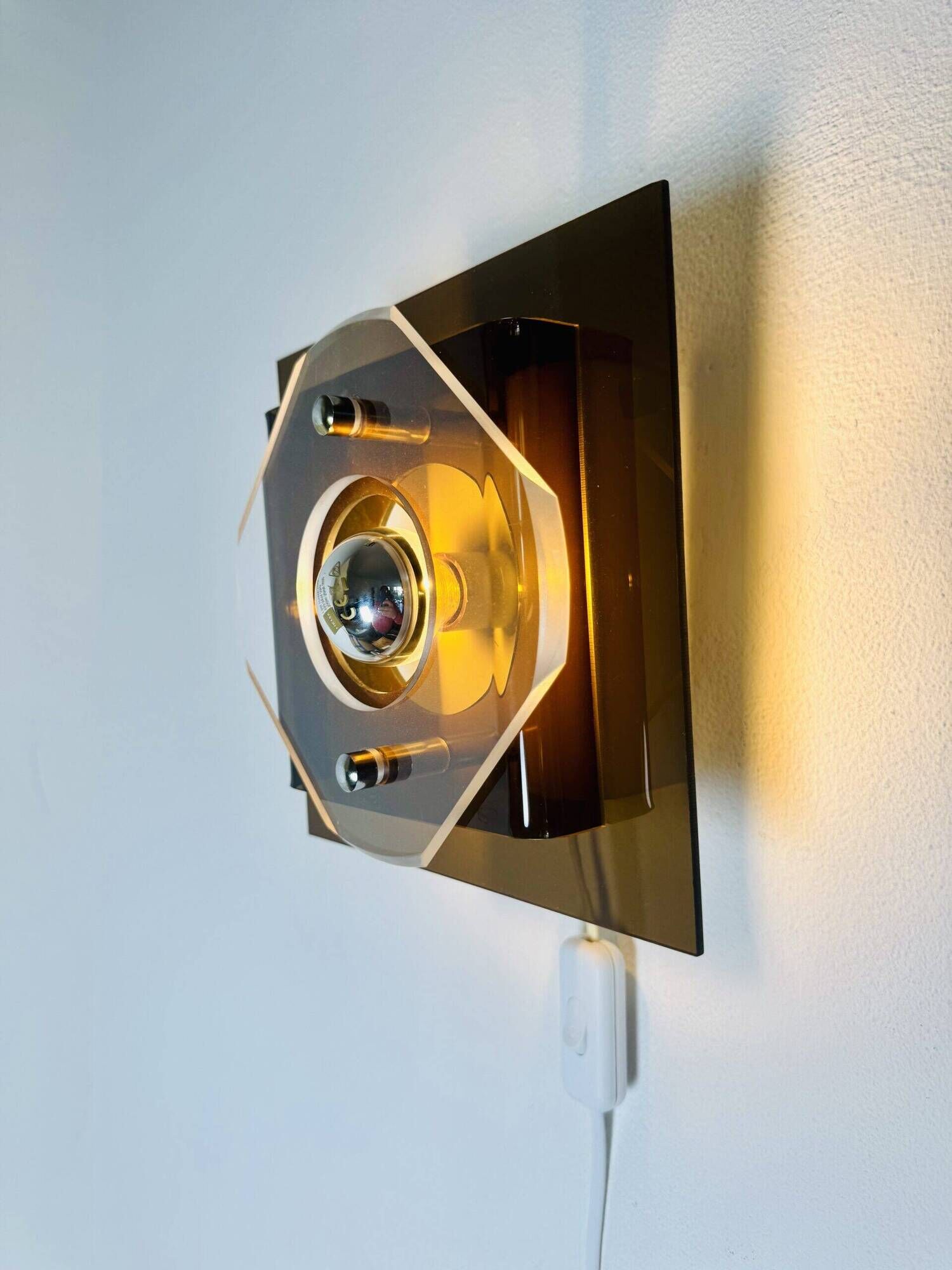 Geometric Space Age Wall Lamps In Layered Plexiglass By Herda Verlichting, The Netherlands 1970S