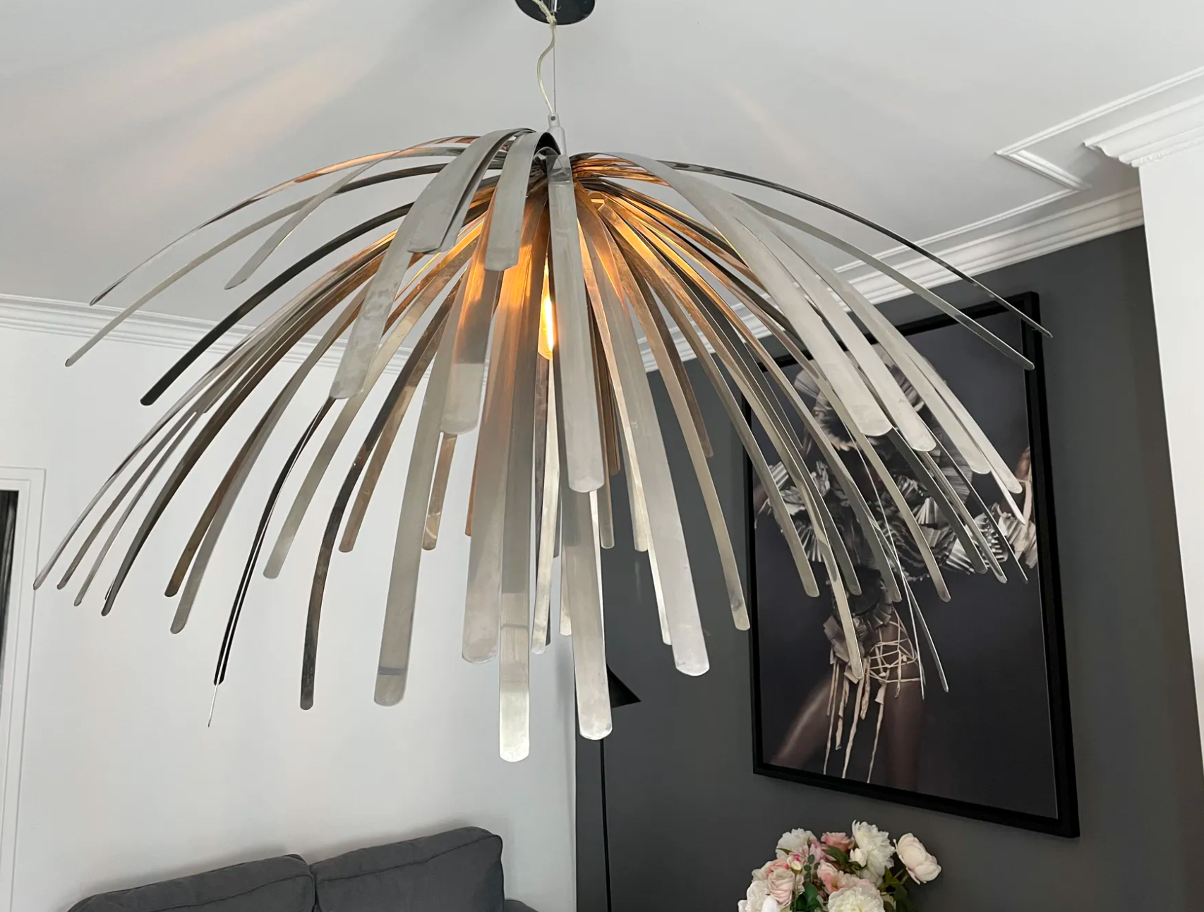 Suspension vintage en lamelles d'aluminium
