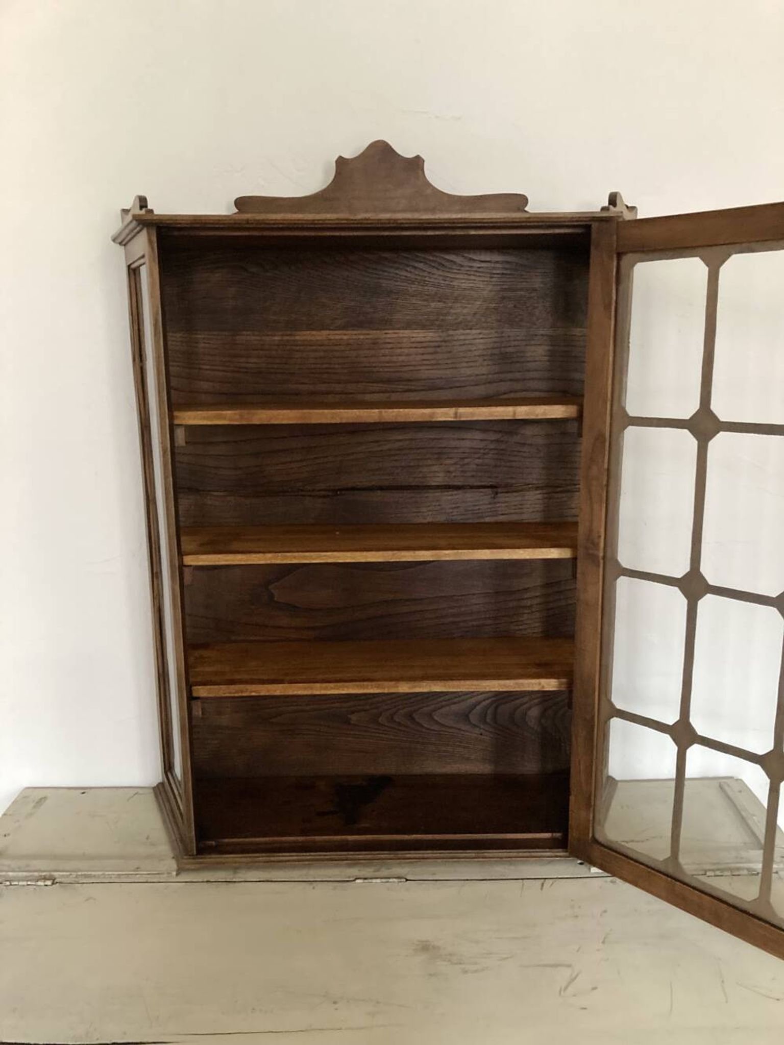 Antique wooden wall display cabinet