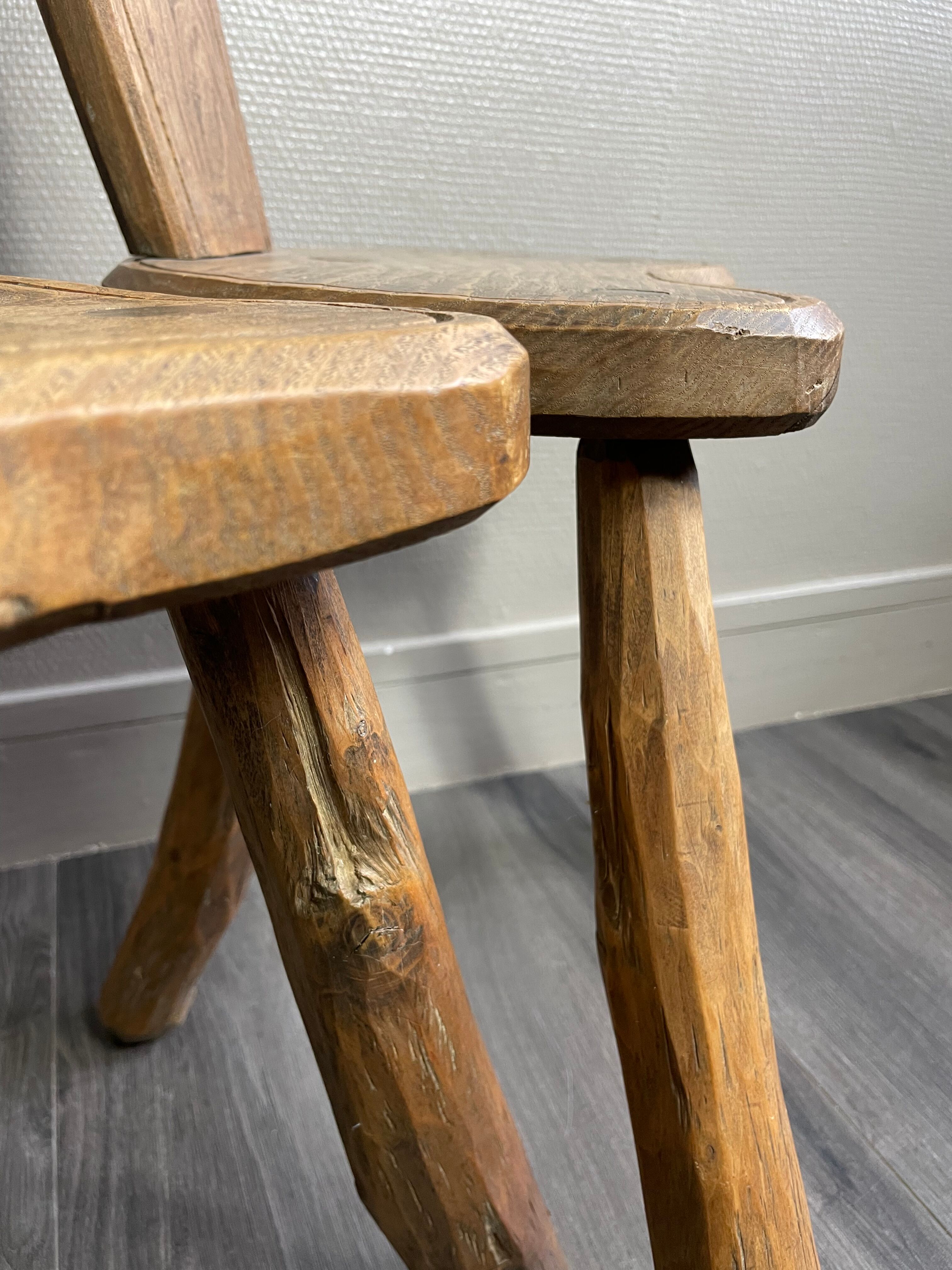Pair of solid wood farmhouse stools