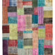 Hand-knotted oriental overdyed 204 cm x 300 cm multicolor patchwork rug