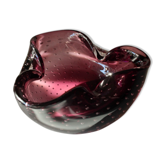 Ruby Red Murano glass ashtray, vintage from the 1960s