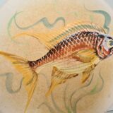 Decorative plate signed Vallauris handmade decor / fish / painting / 1950 / French riviera / Mid-Century / 20th century