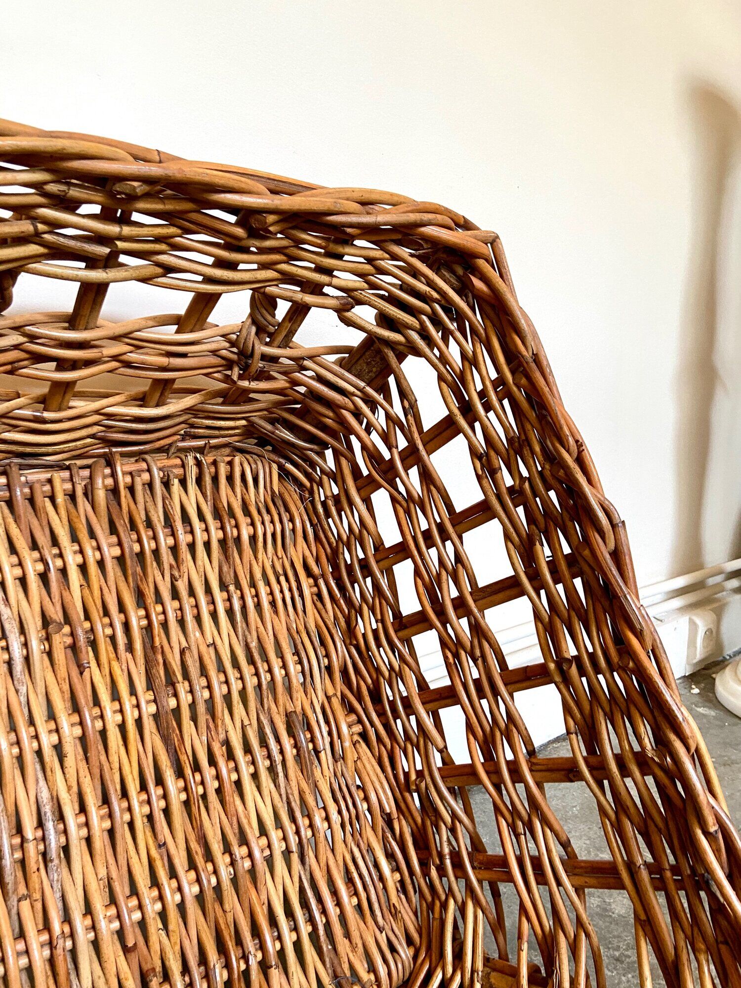 Wicker basket and braided rattan 66 x 47 cm