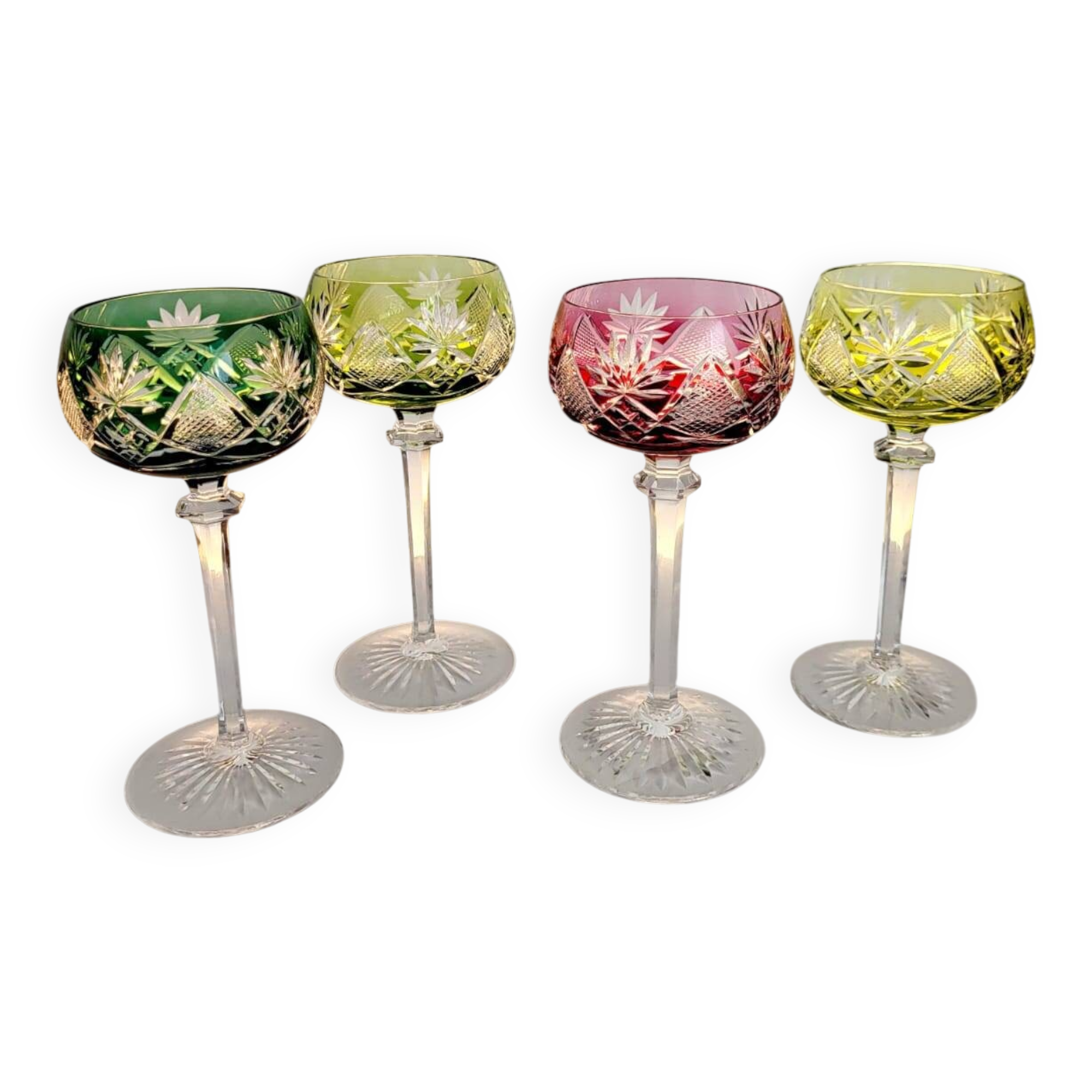 Box of 4 Val Saint Lambert "Berncastel" no. 204 Roemer glass – Belgium 1905