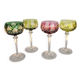Box of 4 Val Saint Lambert "Berncastel" no. 204 Roemer glass – Belgium 1905