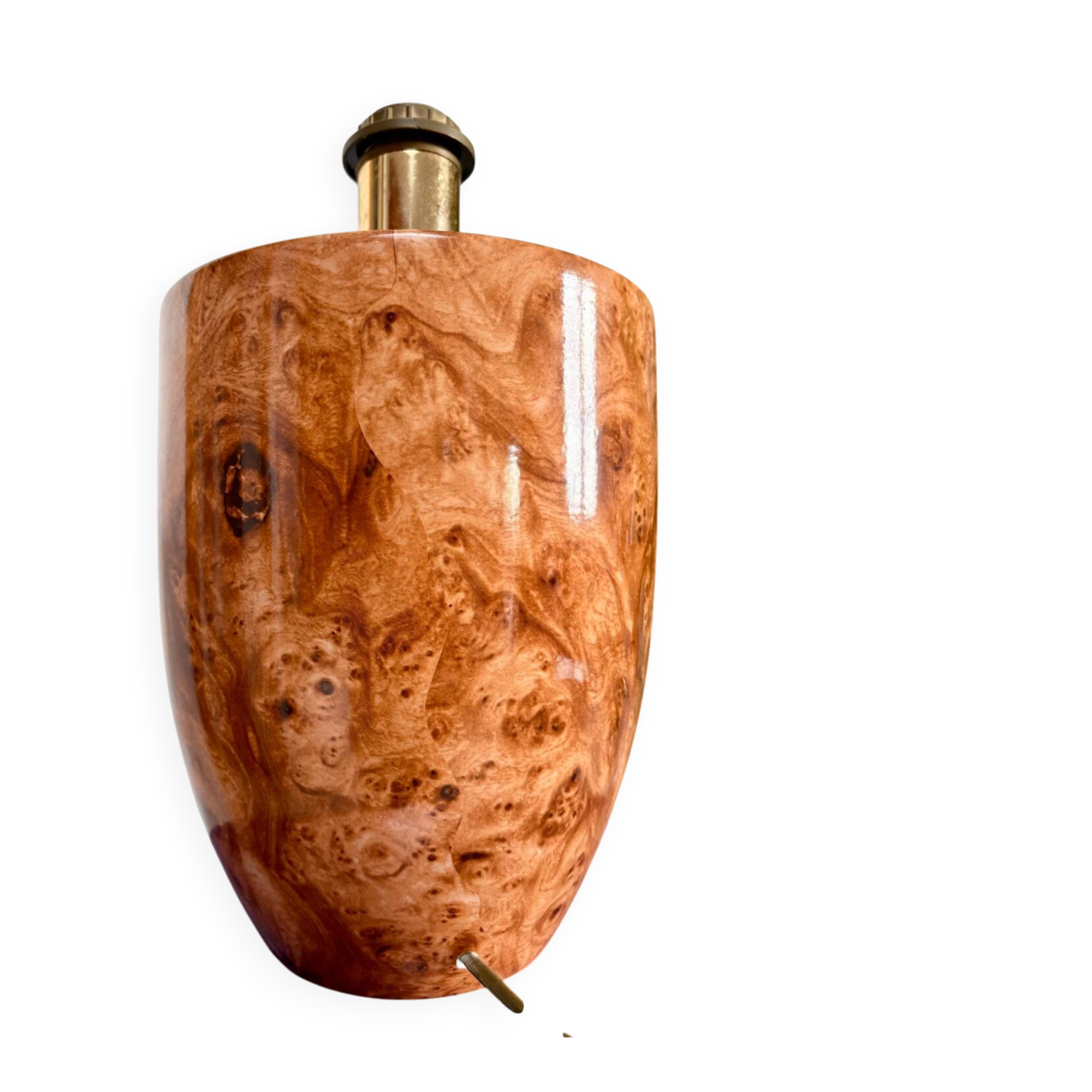Ceramic lamp with walnut magnifying effect, Italian 1970s inspiration.