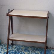 Service rolling feet wood and formica 1950