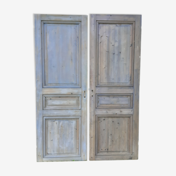 Pairs of Haussmannian doors in patinated aged wood