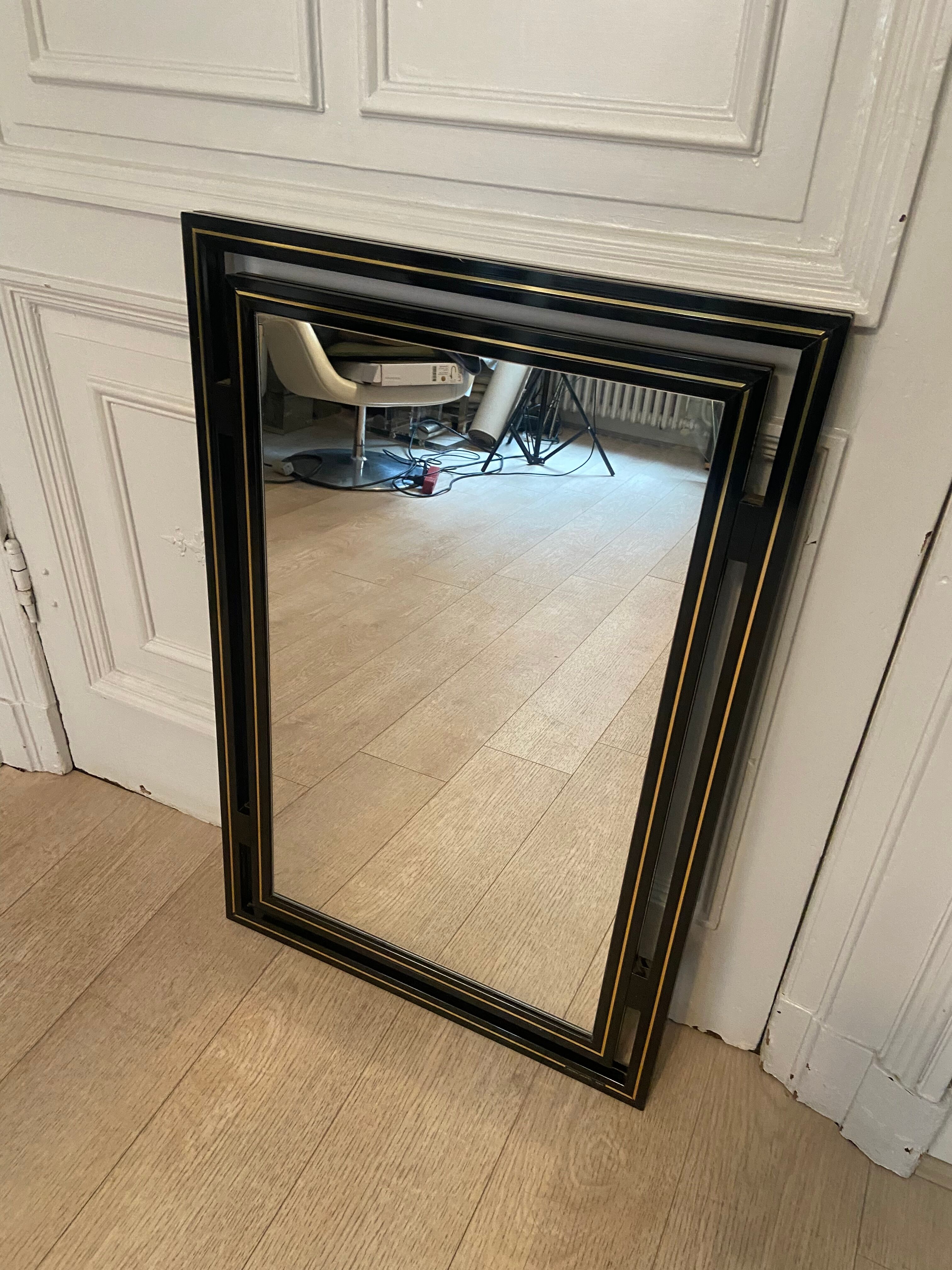 Mirror Pierre Vandel black and gold, 1970s