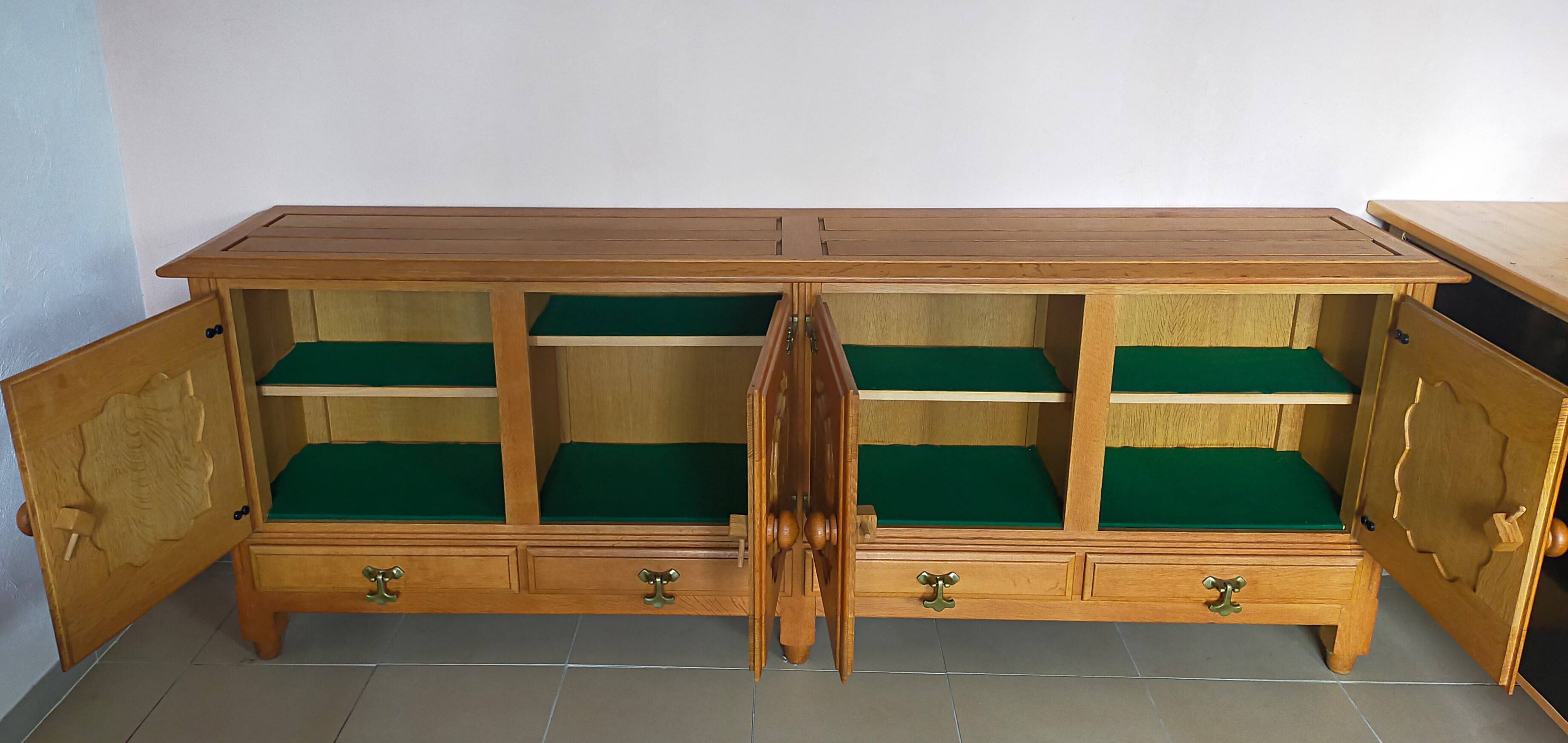 Oak sideboard by Guillerme and Chambron 1960