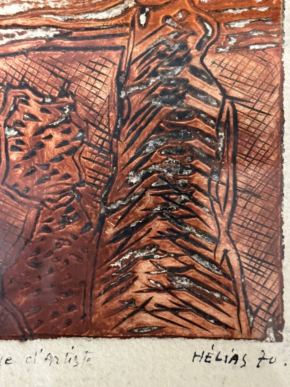 Serge Helias (1923-2007), relief engraving - artist's proof signed 1970