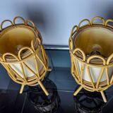 Paire de lampes de table en rotin, Italie, 1960