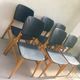 Set of 6 Scandinavian chairs in light wood and black faux leather
