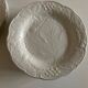 Set of 12 English earthenware plates Burleigh Davenport relief Vine leaf and strawberries