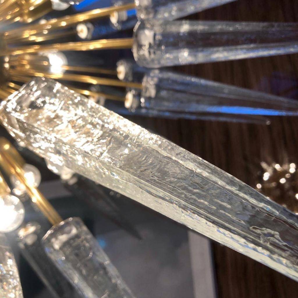 Mid Century Style Sputnik Lamp, Murano Glass and Brass Italian Chandelier