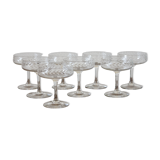 8 glasses of engraved crystal champagne