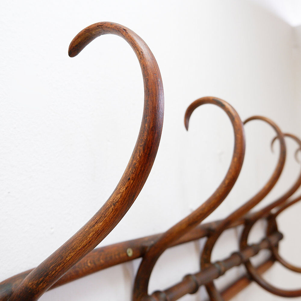 Curved wooden wall coat rack - Early 20th century