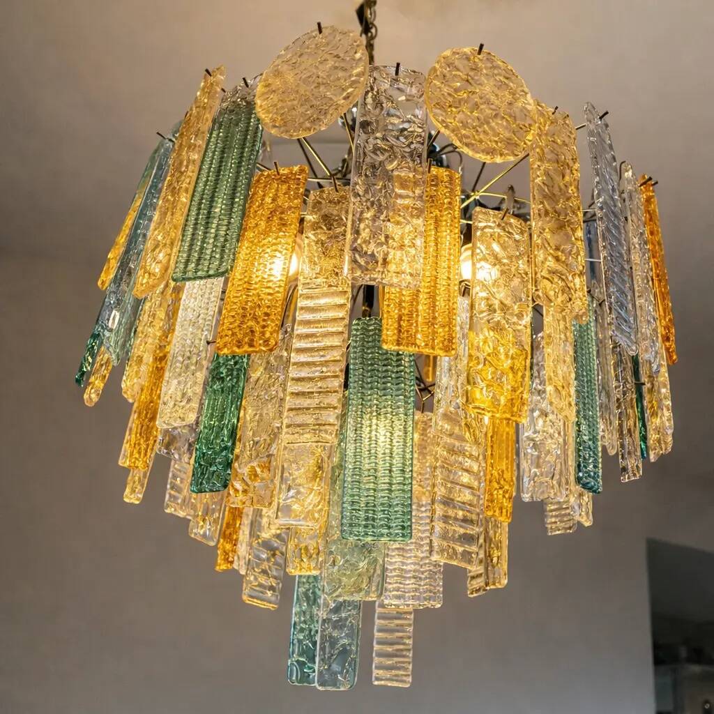 Chandelier en verre de Murano à bandes multicolores artistiques – Simoeng