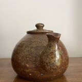 Vintage design stoneware teapot with 2 coffee cups