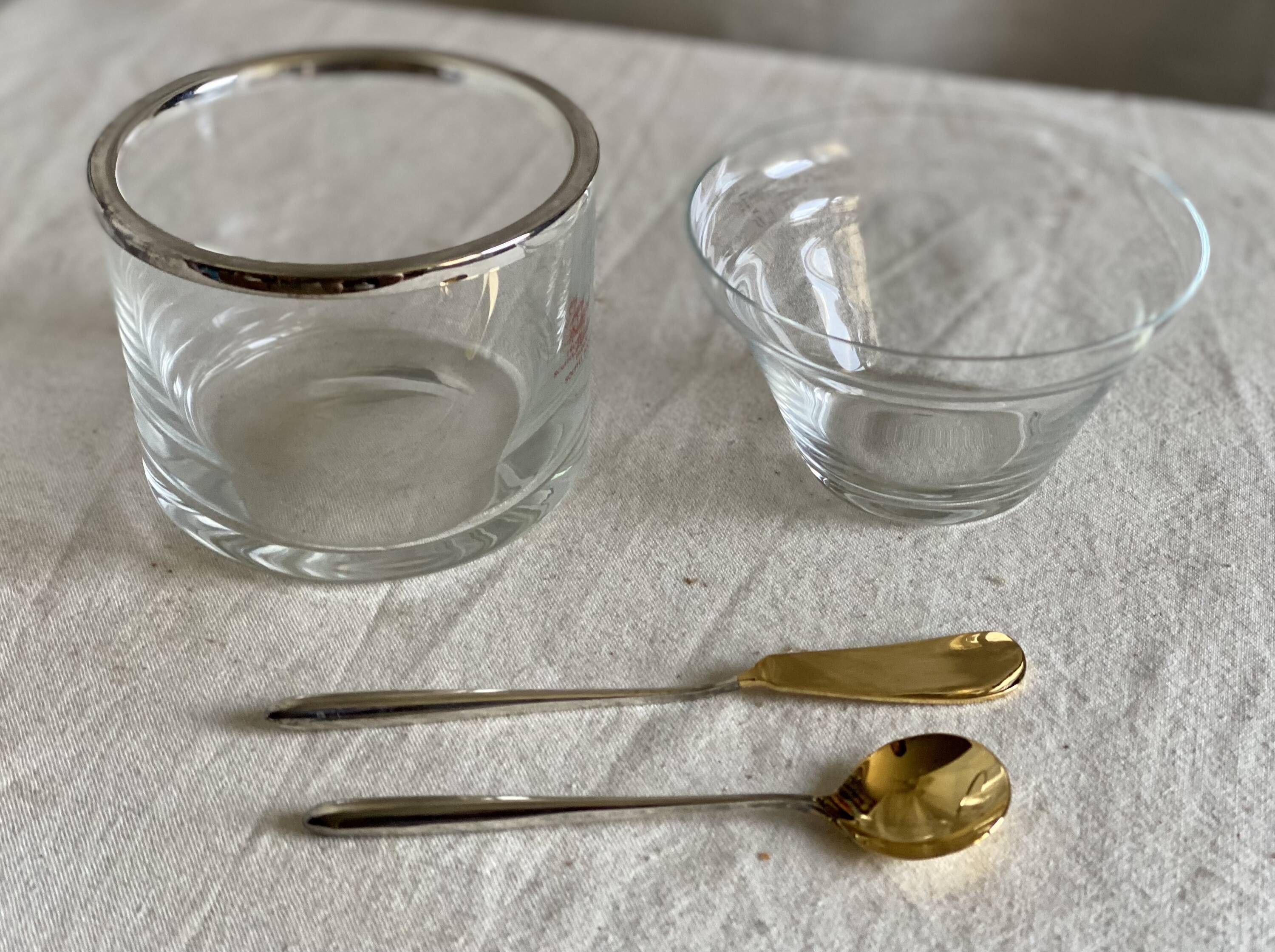 Caviar service in glass and silver-plated metal St Hilaire