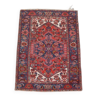 Tapis oriental vintage coloré noué à la main avec de beaux motifs, mesurant 201x139 cm