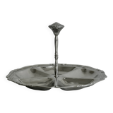 Round compartmented dish in polished stainless steel