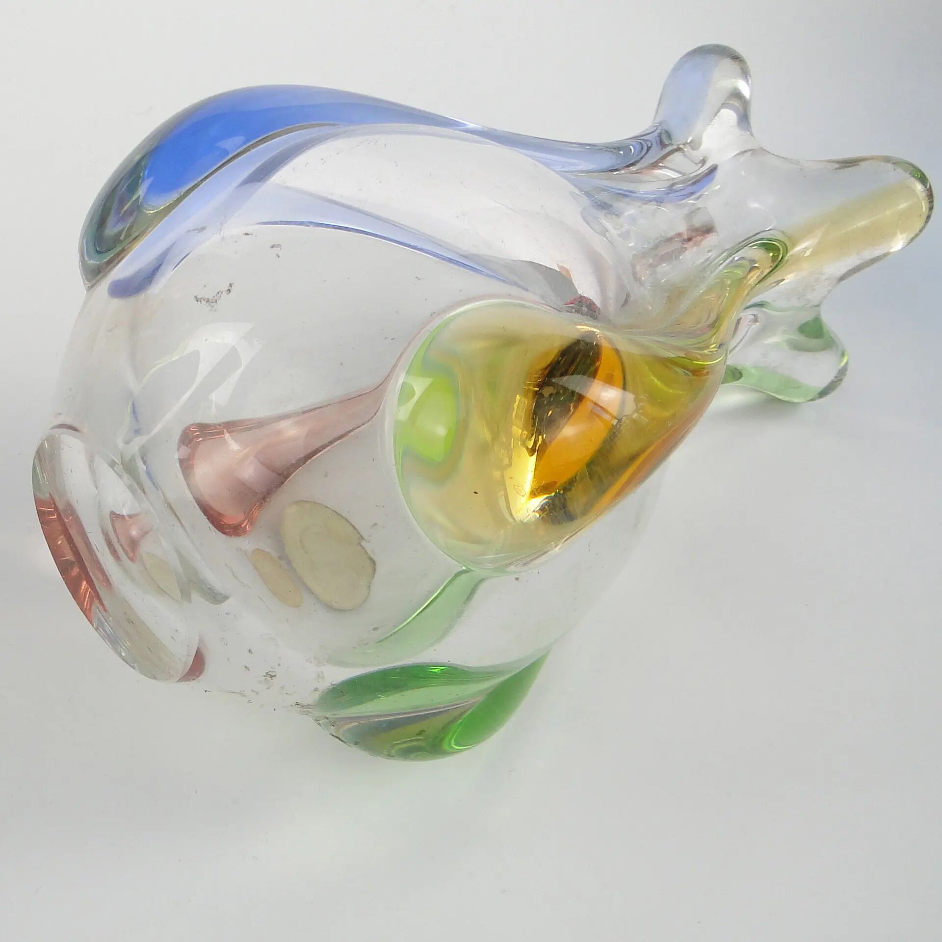 Vase moderne du milieu du siècle, en verre, conçu par H. Mahanovska, Tchécoslovaquie, années 1960.