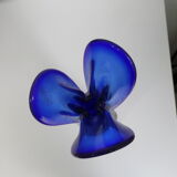 Vase bleu verre 3 pétales
