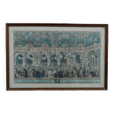 Old engraving ball of yews Versailles framed