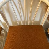 Pair of vintage wood and loop wool armchairs