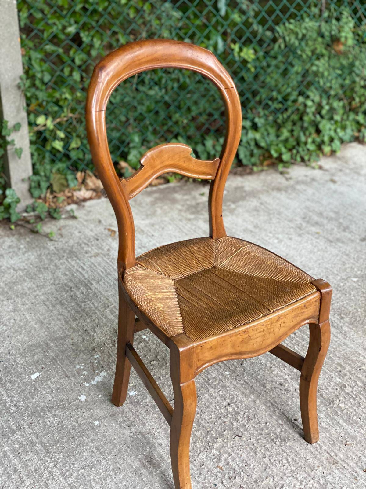 Louis Philippe solid wood and straw office chair