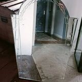 Art Deco beveled engraved mirror