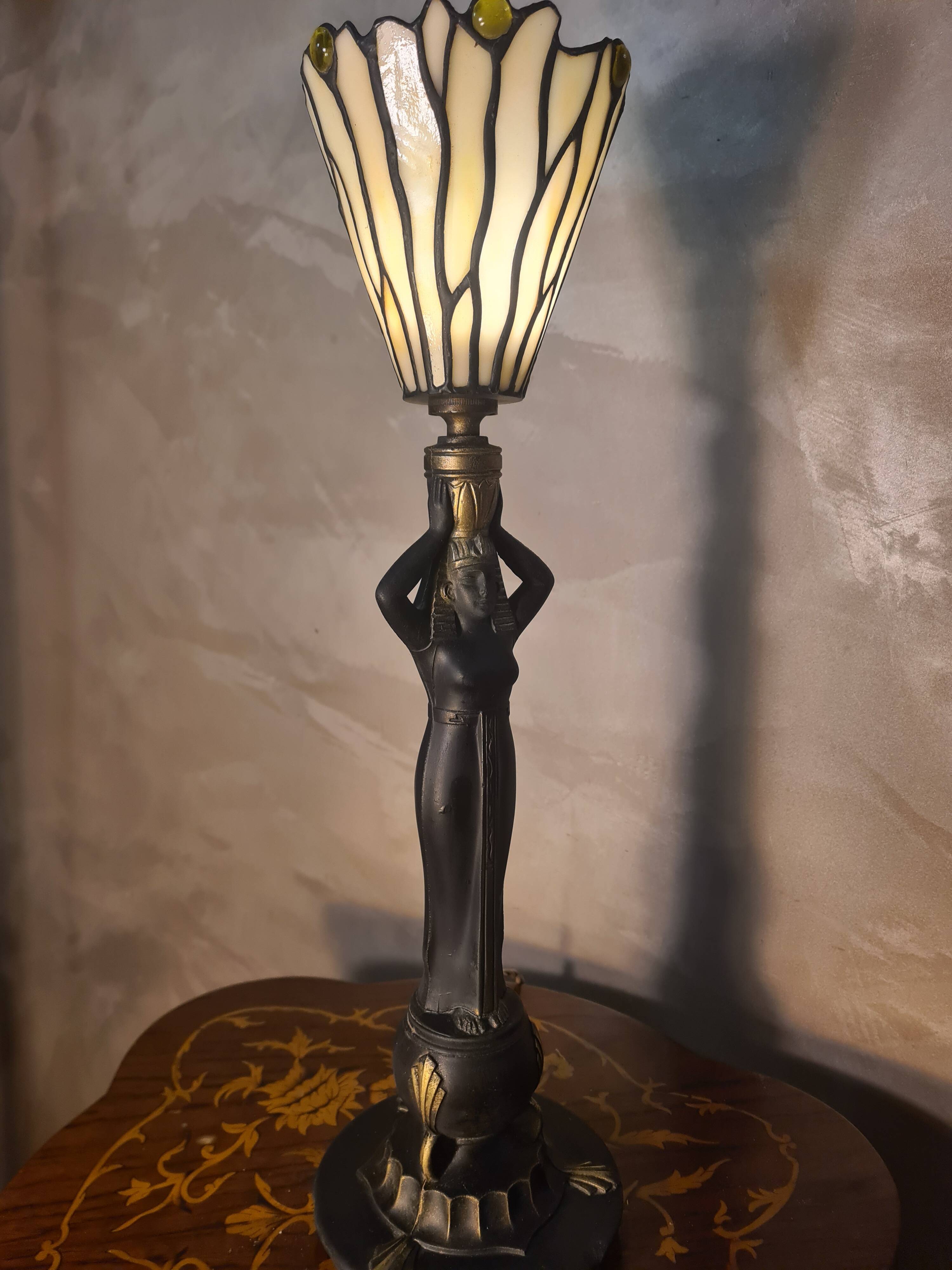 ceramic lamp 51x14 stained glass lampshade Tiffany style