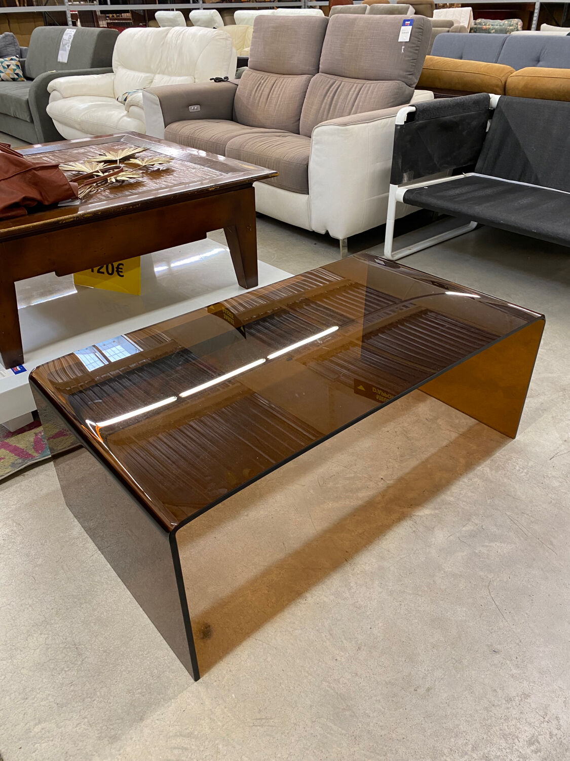 Coffee table deck smoked glass