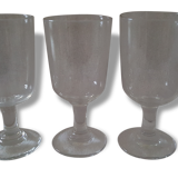 3 old big glasses thick blown with the mouth